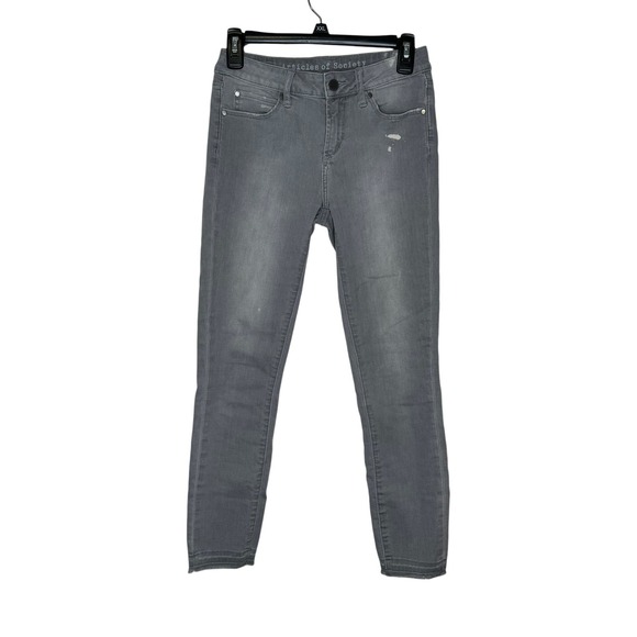 Articles of Society Women's Jeans Carly Distressed Skinny Denim Mid-Rise Gray 26 - Picture 1 of 11